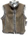 Akris Punto Size 12 Taupe & Gray Lambskin Fur Trim Hook & Eye Vest Taupe & Gray / 12