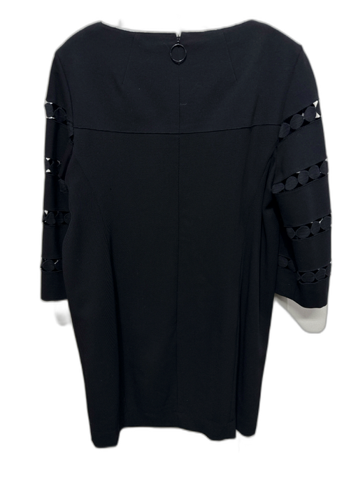 Akris Punto Size 14 Black Wool Long Sleeve Long Sleeve Cut Outs Scoop neck Dress Black / 14