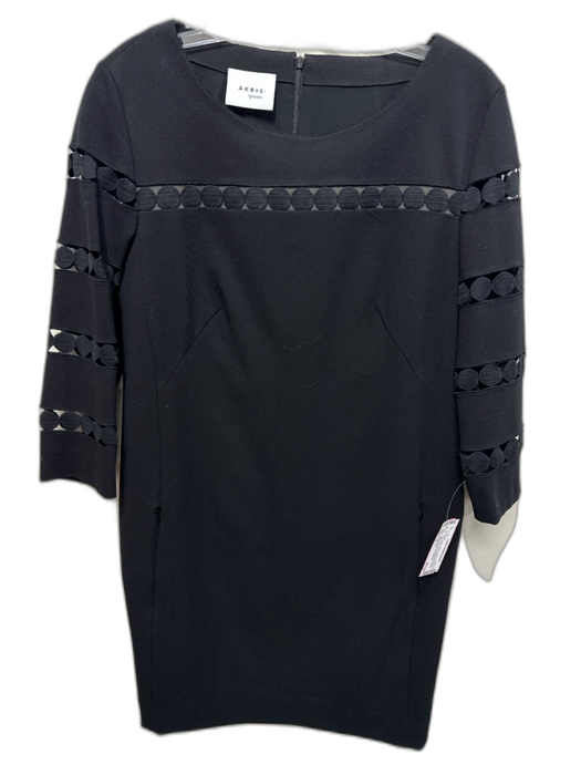 Akris Punto Size 14 Black Wool Long Sleeve Long Sleeve Cut Outs Scoop neck Dress Black / 14