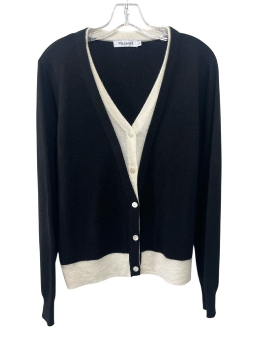 Pissenlit Size L Black & Cream Cashmere Button Up Long Sleeve Cardigan Black & Cream / L