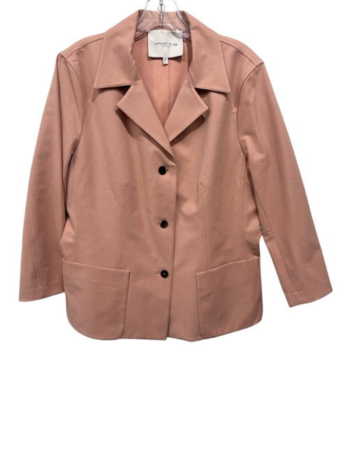 Lafayette 148 Size 10 Salmon Pink Cotton & Polyamide Button Up Collar Jacket Salmon Pink / 10