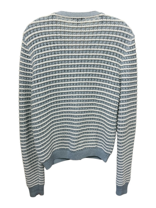 Rag & Bone Size M Blue & White Cotton Open Knit Striped Button Up Cardigan Blue & White / M