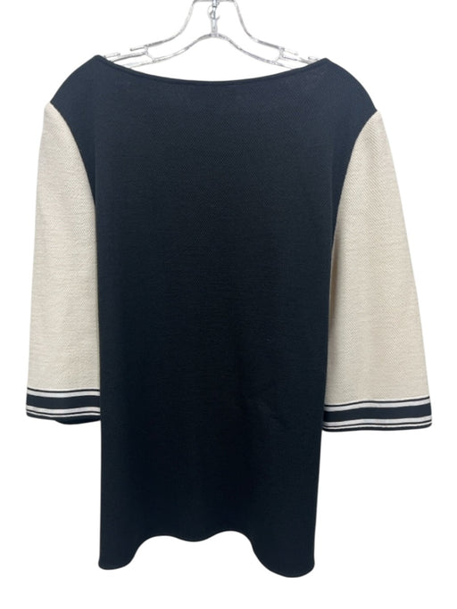 St. John Size Large Beige & Black Wool Blend Color Block 3/4 Sleeve Sweater Beige & Black / Large