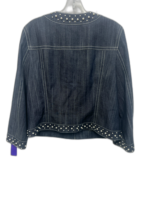 Escada Size 42 Mid Wash Polyester Front Zip Pearl accents Crew Neck Jacket Mid Wash / 42