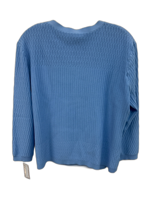 St. John Light Blue Viscose Blend Knit & ribbed detail Crew Neck Jacket Set Light Blue / XL