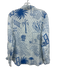 Never Fully Dressed Size 8 Blue & White Cotton Multi print Collar neck Top Blue & White / 8