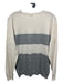 Peserico Size L / 46 Cream & Gray Virgin Wool & Silk Stripe Crew Neck Sweater Cream & Gray / L / 46