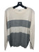 Peserico Size L / 46 Cream & Gray Virgin Wool & Silk Stripe Crew Neck Sweater Cream & Gray / L / 46