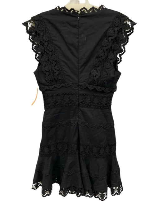 endless rose Size M Black Linen & Cotton Lace Short Cap Sleeve Tiered Dress Black / M