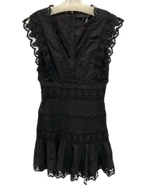 endless rose Size M Black Linen & Cotton Lace Short Cap Sleeve Tiered Dress Black / M