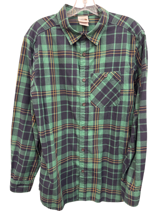 The North Face Size L Green, Blue & Yellow Cotton Plaid Men's Long Sleeve Shirt Green, Blue & Yellow / L