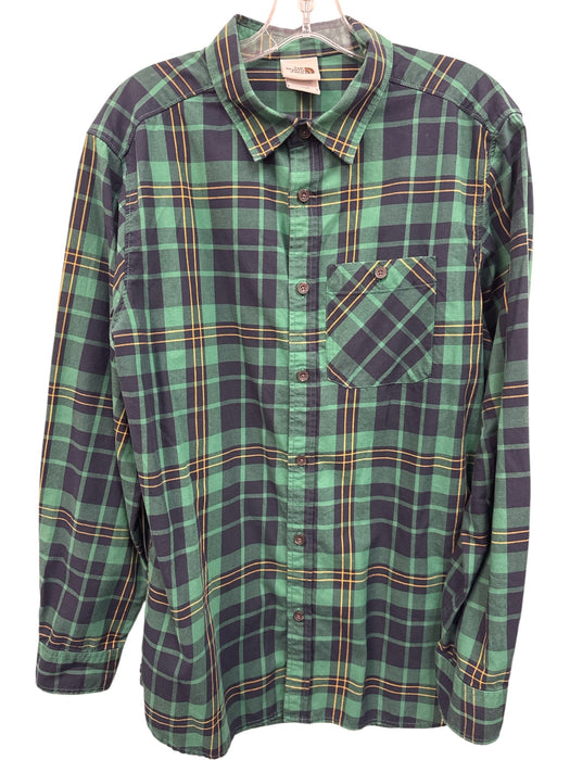 The North Face Size L Green, Blue & Yellow Cotton Plaid Men's Long Sleeve Shirt Green, Blue & Yellow / L