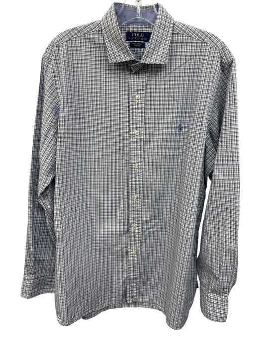 Polo Ralph Lauren Size L White & Blue Cotton Plaid Button Down Long Sleeve Shirt White & Blue / L