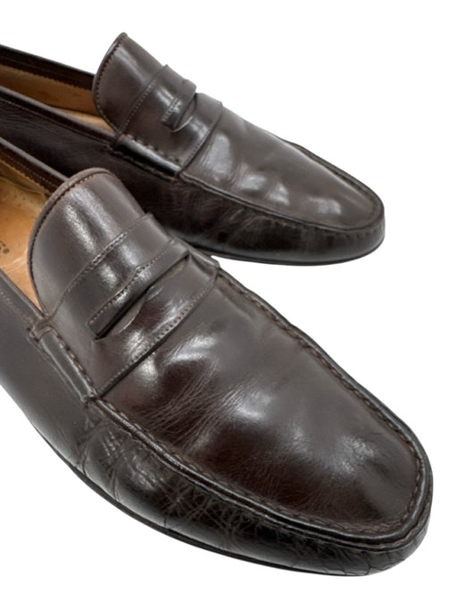 Santoni Shoe Size 10 Vintage Dark Brown Leather Solid Dress Men's Shoes Dark Brown / 10