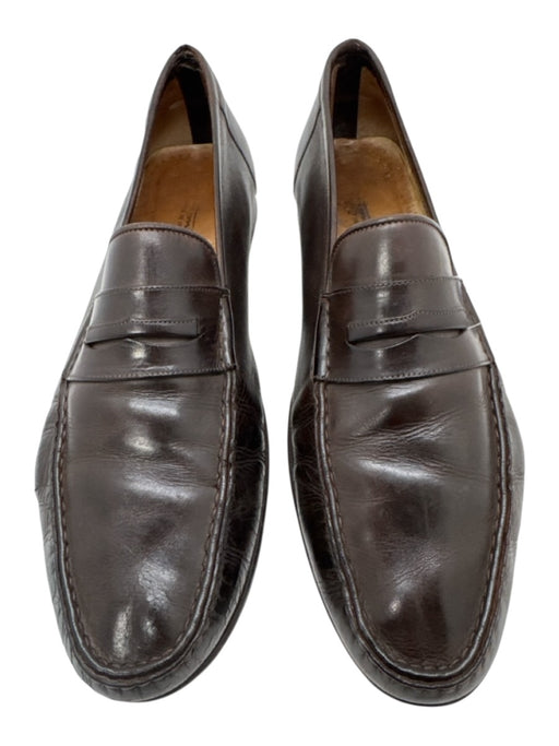 Santoni Shoe Size 10 Vintage Dark Brown Leather Solid Dress Men's Shoes Dark Brown / 10