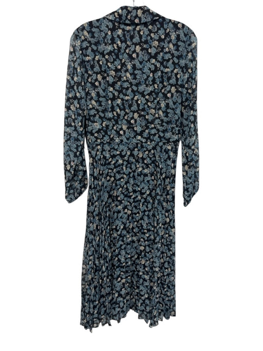Elie Tahari Size 4 Black, Blue, White Polyester Long puff sleeve Buttons Dress Black, Blue, White / 4