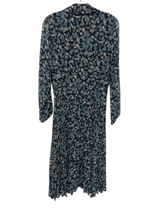 Elie Tahari Size 4 Black, Blue, White Polyester Long puff sleeve Buttons Dress Black, Blue, White / 4