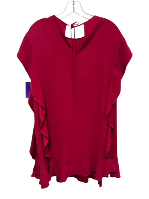 Red Valentino Size 40 Berry Red Acetate & Viscose Ruffle Cap Sleeve Mini Dress Berry Red / 40