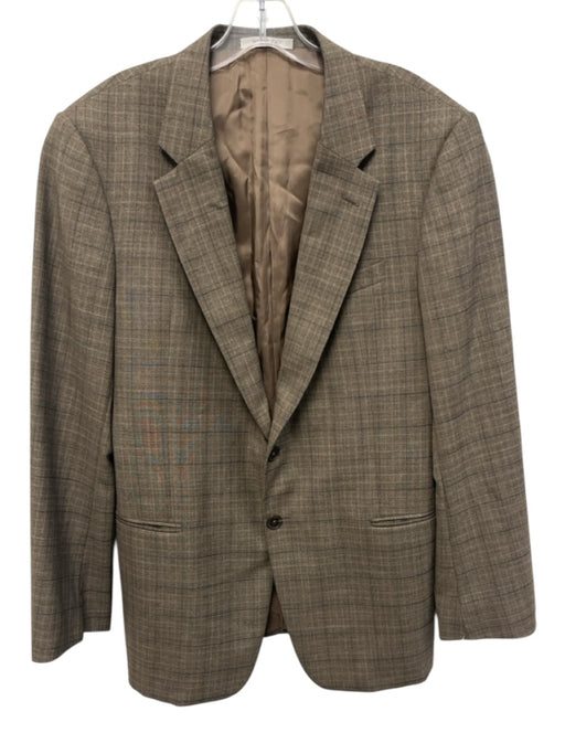 Armani Collezioni Brown & Blue Wool Plaid 2 Button Men's Blazer Brown & Blue / 52