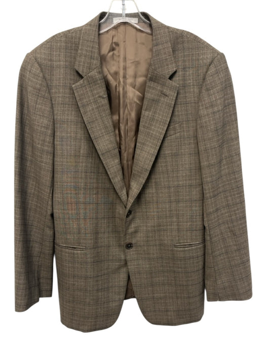 Armani Collezioni Brown & Blue Wool Plaid 2 Button Men's Blazer Brown & Blue / 52