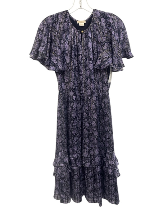 Shoshanna Size 2 Purple, Navy Blue, Gold Silk & Metallic Paisley Print Dress Purple, Navy Blue, Gold / 2