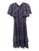 Shoshanna Size 2 Purple, Navy Blue, Gold Silk & Metallic Paisley Print Dress Purple, Navy Blue, Gold / 2