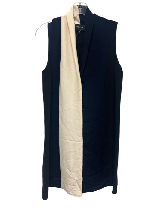 Derek Lam Size S black, navy blue, cream Shawl Collar Colorblock Paneled Dress black, navy blue, cream / S