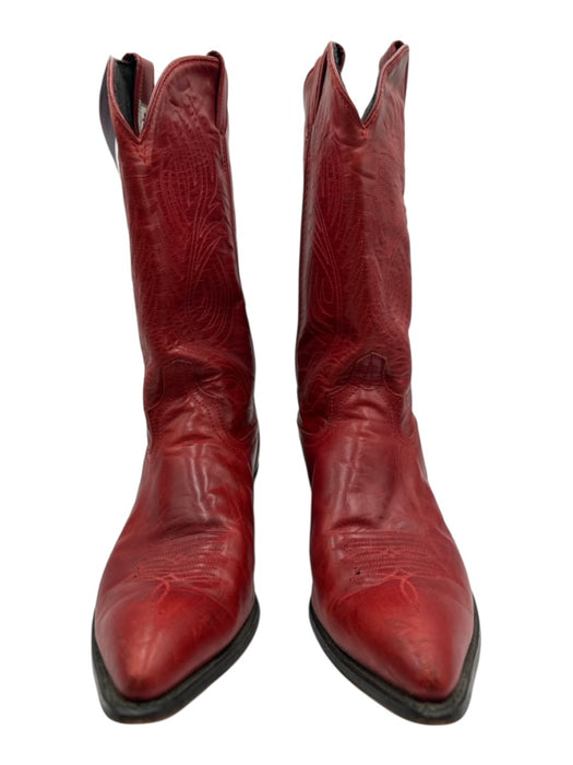Code West Shoe Size 9.5 Red Leather Stitch Detail Pointed Toe Cowboy Boots Red / 9.5