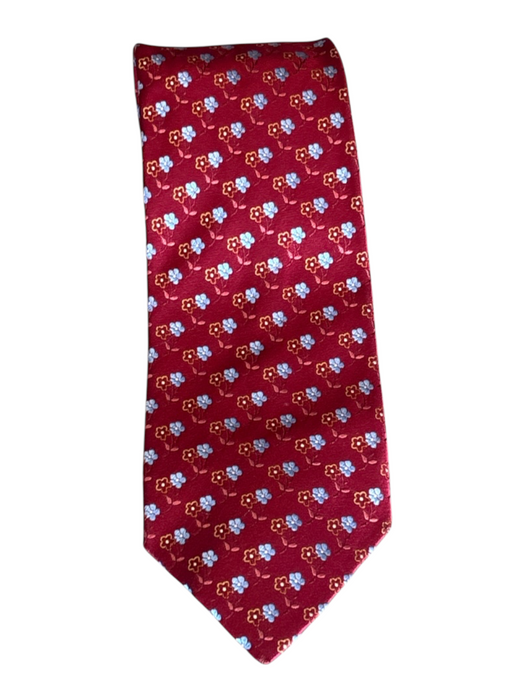 Zegna Red & Light Blue Silk Floral Men's Ties Red & Light Blue