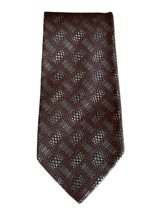 Zegna Brown & Green Silk Abstract Men's Ties Brown & Green