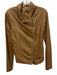 Vince Size M Brown Goat Leather Zip Front foldover collar Ribbed Accents Jacket Brown / M