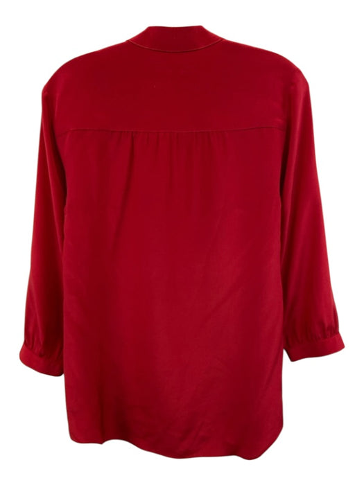 Amanda Uprichard Size P Red Silk Long Sleeve V Neck Long Top Red / P
