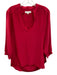Amanda Uprichard Size P Red Silk Long Sleeve V Neck Long Top Red / P