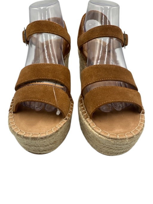 Soludos Shoe Size 8.5 Brown Leather Upper Suede Woven Platform Wedge Sandals Brown / 8.5