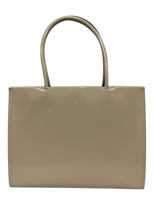 Tory Burch Beige Patent Leather Rectangle Logo Shoulder Strap Bag Beige