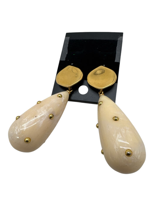 Lizzie Fortunato Cream & Gold Resin gold tone metal Polka Dot Tear Drop Earrings Cream & Gold