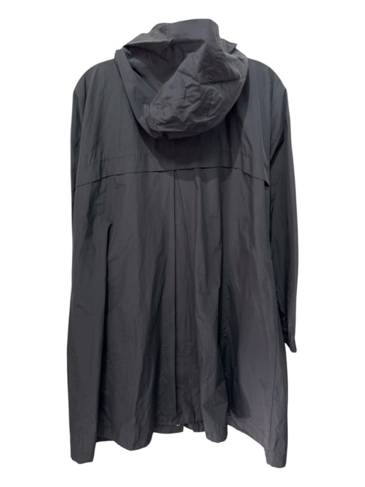 Eileen Fisher Size L Black Cotton & Nylon Hood Midi Zip Up Windbreaker Coat Black / L