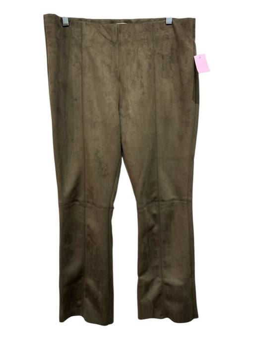 Ann Mashburn Size L Green Brown Polyester Blend Faux Suede Elastic Waist Pants Green Brown / L