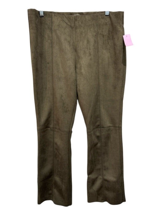 Ann Mashburn Size L Green Brown Polyester Blend Faux Suede Elastic Waist Pants Green Brown / L