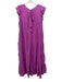 English Factory Size L Magenta Purple Rayon Blend Tie Back Tiered Maxi Dress Magenta Purple / L