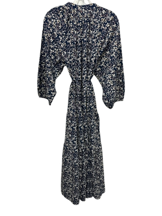 Apiece Apart Size L Navy Blue, White, Green Polyester Blend V Neck Dress Navy Blue, White, Green / L