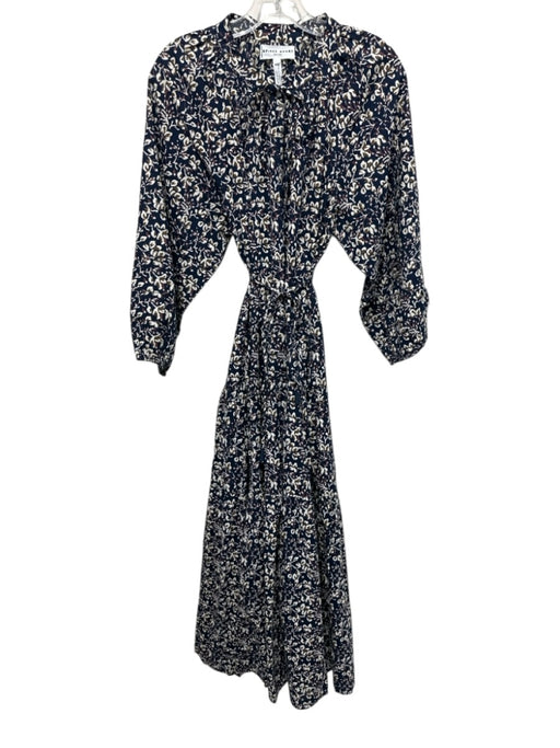 Apiece Apart Size L Navy Blue, White, Green Polyester Blend V Neck Dress Navy Blue, White, Green / L