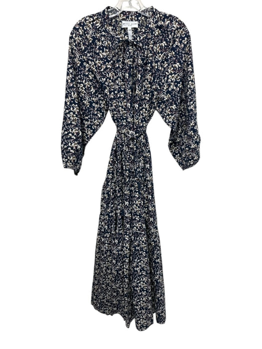 Apiece Apart Size L Navy Blue, White, Green Polyester Blend V Neck Dress Navy Blue, White, Green / L