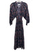Apiece Apart Size L Navy Blue & Brown Cotton Blend V Neck Hook & Eye Dress Navy Blue & Brown / L