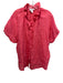 Finley Size M Coral Pink Linen Short Sleeve Ruffle Trim Button Up Top Coral Pink / M