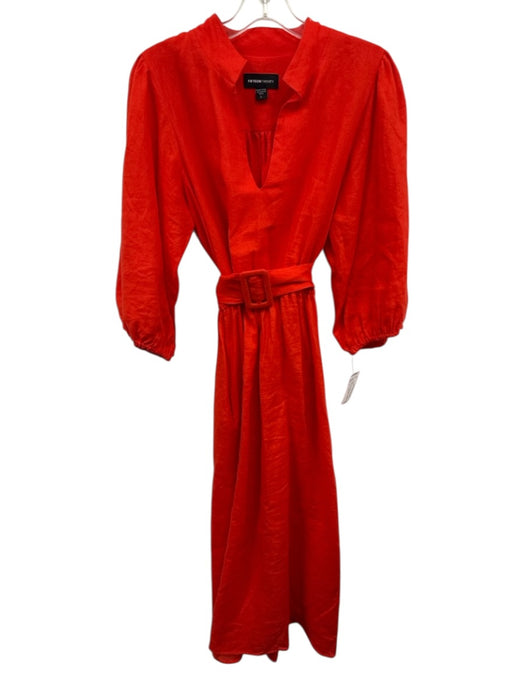 Fifteen Twenty Size L Red Linen Elastic Waist 3/4 Sleeve Midi Dress Red / L