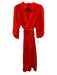 Fifteen Twenty Size L Red Linen Elastic Waist 3/4 Sleeve Midi Dress Red / L