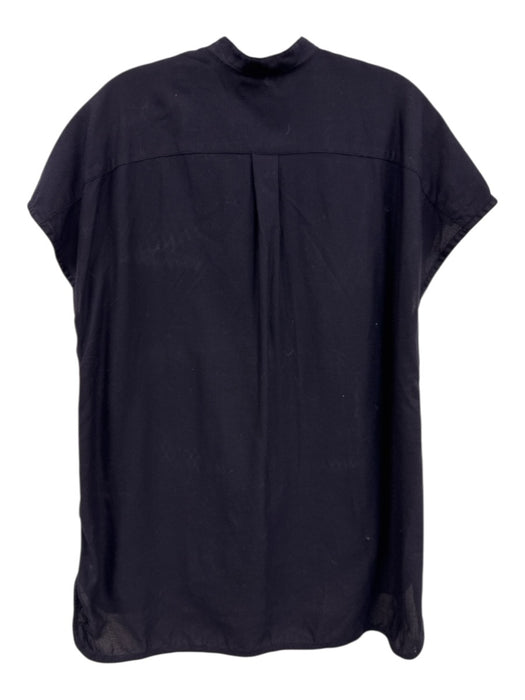 Ann Mashburn Size L Navy Cotton Button Down Cap Sleeve Top Navy / L