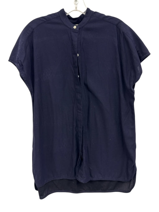 Ann Mashburn Size L Navy Cotton Button Down Cap Sleeve Top Navy / L