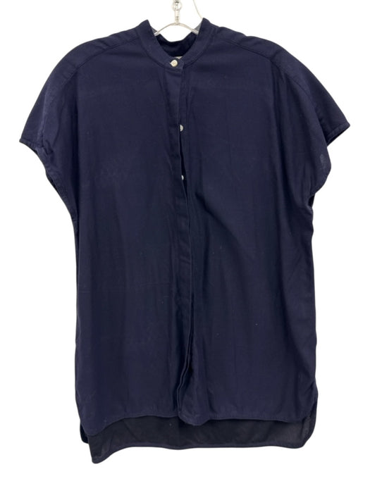Ann Mashburn Size L Navy Cotton Button Down Cap Sleeve Top Navy / L